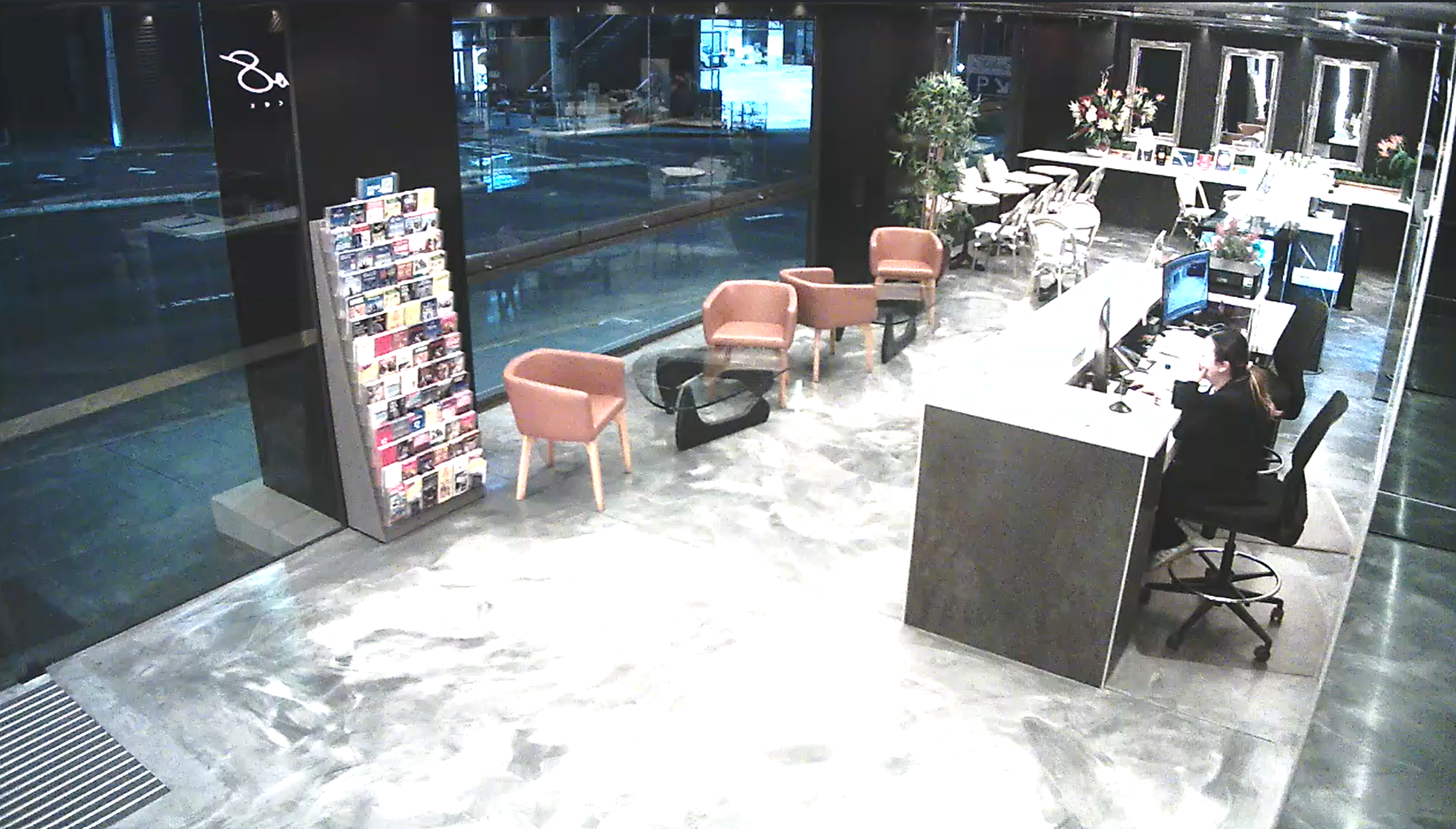 Lobby reception area under surveillance