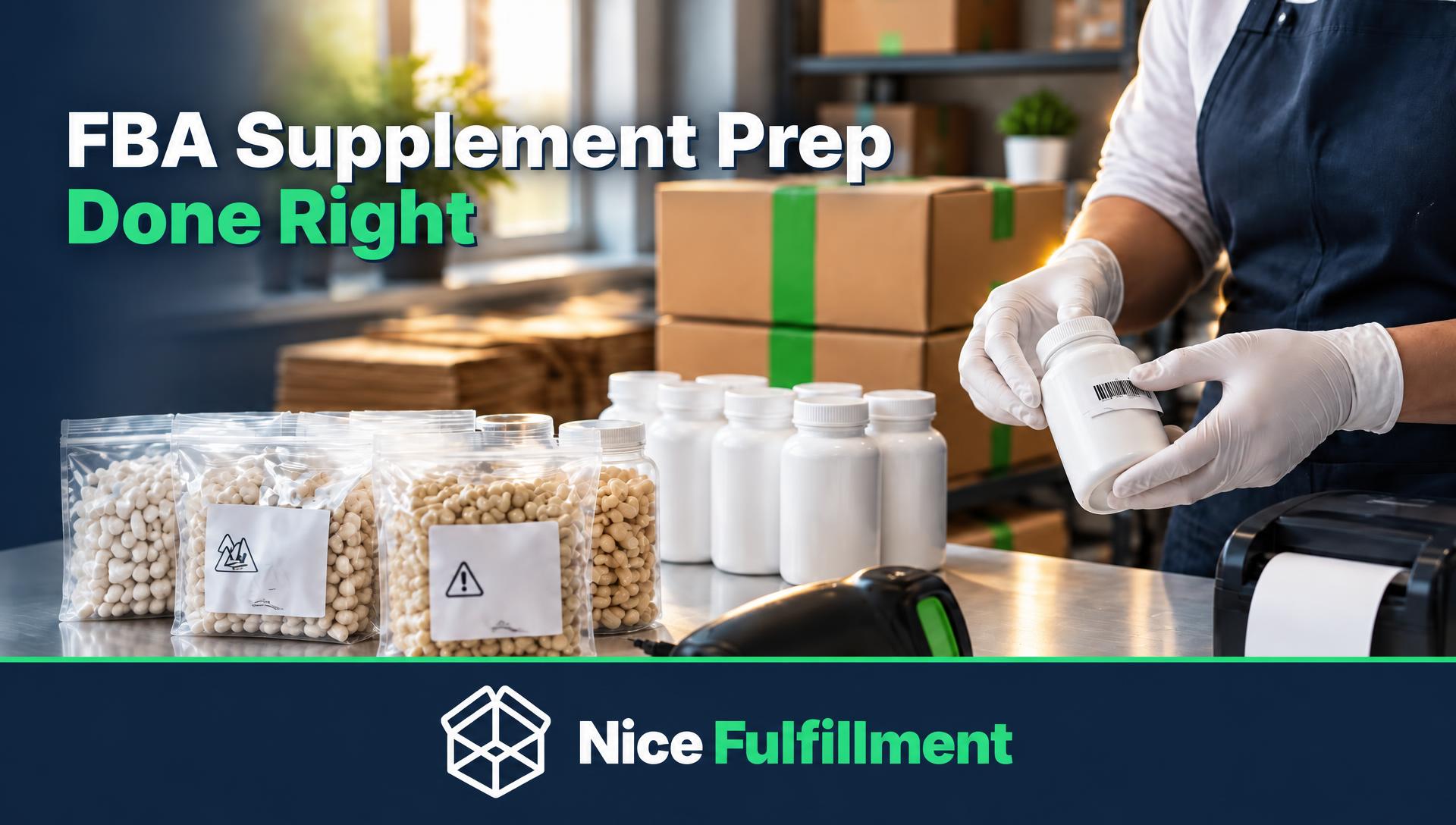 Amazon FBA 2026 prep guide for supplement brands — barcode and vitamin capsules